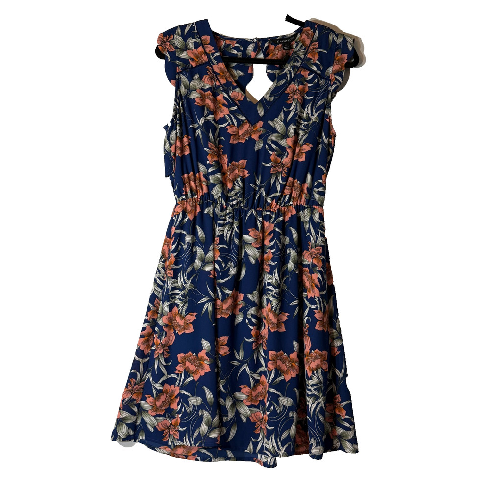 NWT 41 Hawthorn Womens M Navy Floral Flutter Sleeve Fit Flare Dress Stitch Fix